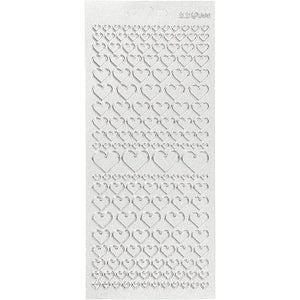 Stickers silver hearts - 10x23 cm, 1 sheet