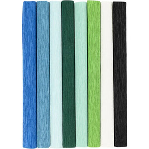 Crepe Paper  - Blue/Green 25x60cm (8 Sheets)