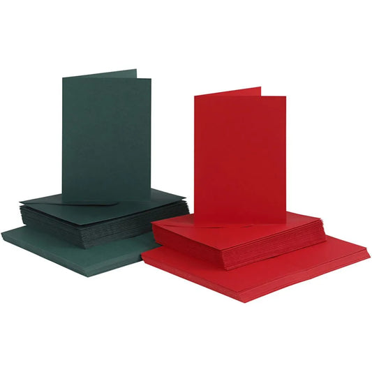 Cards/Envs Green/Red, card size 10.5x15 cm,Pk.50