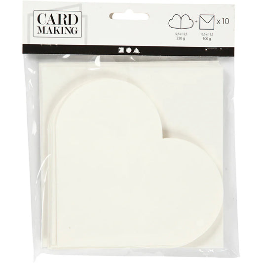 Heart Shaped Cards - Off-white (10 Pack)