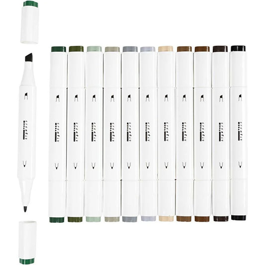Creativ Illustration Markers - Nature Colours with 1+8mm (12 Pack)