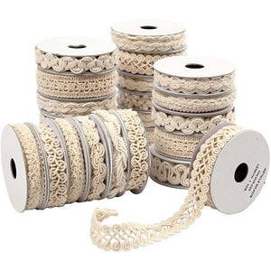 Decorative Ribbon, cream,6-18 mm,9m single
