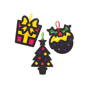 Xmas Stained Glass Effect Decoration Kits (Pa