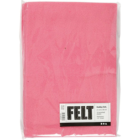 A4 Felt Sheets - Pink (Pack of 10)