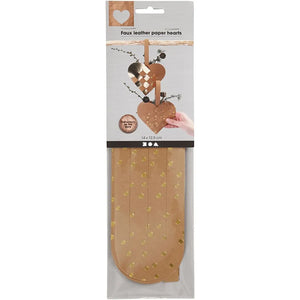 Faux leather paper hearts, size 14x12.5 cm, thickn