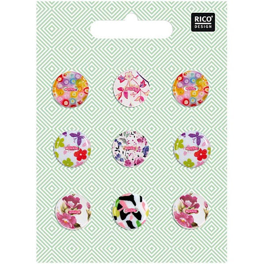 Rico Design button mix mother-of-pearl floral No.1 1.5 cm 9 pieces