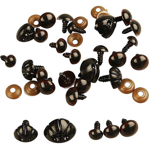 Teddy Bear Eyes & Noses, D: 10-15 mm, size 15-25 m