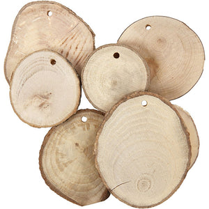 Wooden Disc with Hole -  Assorted Sizes (25 Pack)