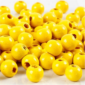 Wooden Beads, dia. 8 mm, hole size 2 mm, yellow, 15g/ 1 pack