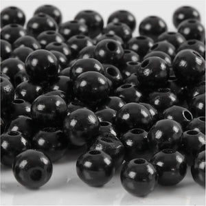Wooden Beads Hole Size 2mm, 15g - Black