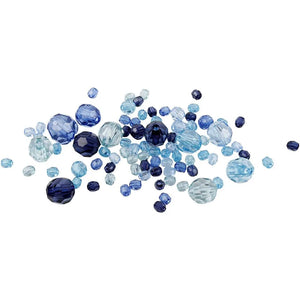 Faceted Bead Mix Blue Harmony 4-12 mm, 45g
