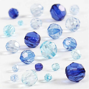 Faceted Bead Mix Blue Harmony 4-12 mm, 45g