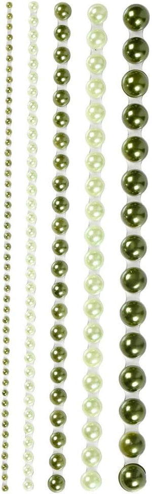 Half Pearls, size 2-8 mm, 140 pcs, green