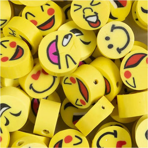 Figure beads, Smiley, D 10 mm, hole size 1,5 mm