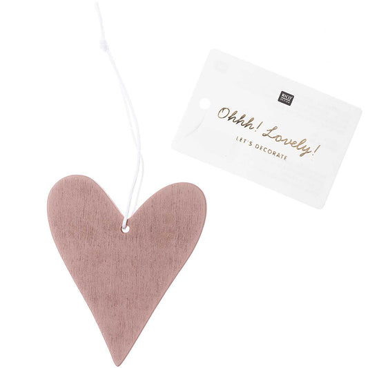 WOODEN TAG HEART, ROSE GOLD 1 PC