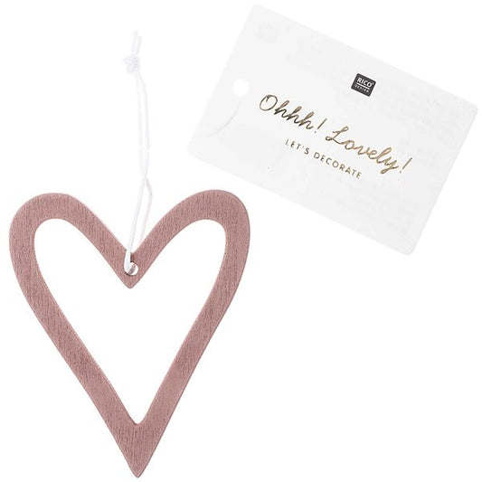 WOODEN TAG O HEART,ROSE GOLD 1 PC