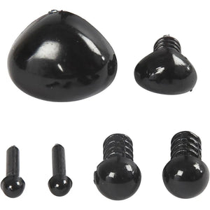 Eyes and snouts for modelling, black, D 3+6 mm, 20 pcs