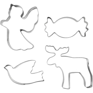 Cookie Cutters - Metallic Silver Christmas Shapes (4 Pack)