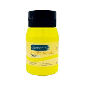 Elements 500ml Studio Acrylic Neon Yellow