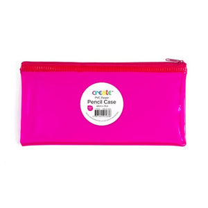 Create Zipper Neon Pink Pencil Case - 22cm x 11cm