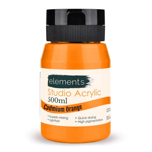 Elements Acrylic Paint - Cadmium Orange (500ml)