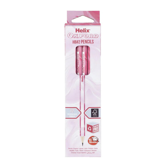 Helix Oxford HB#2 Pencils - Marble Pink (12 Pack)