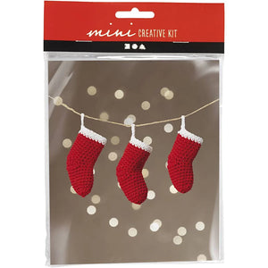 Mini Craft Kit Crocheting - Red & White Christmas Stockings