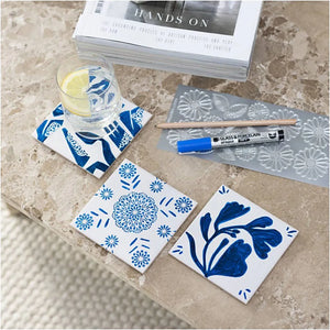 Mini Craft Kit Decoration - Blue Porcelain Coasters
