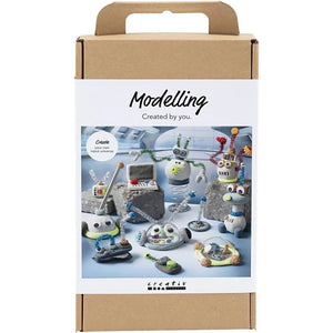Craft Clay Modelling Kit - Robot (Blue, Grey, Red, Silver)