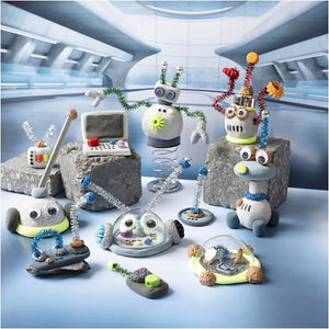 Craft Clay Modelling Kit - Robot (Blue, Grey, Red, Silver)