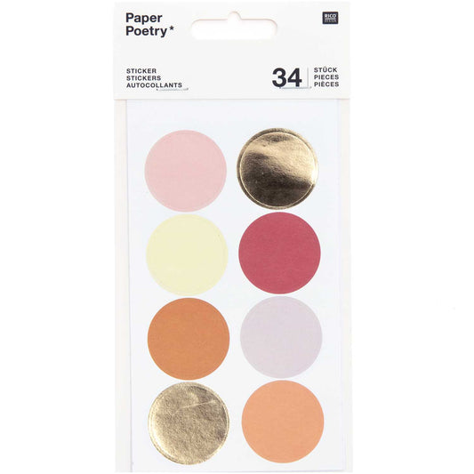Paper Poetry Sticker dots & stripes orange 4 sheets