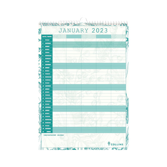 Collins Tara Family Wall Calendar A3 Month to View 2023 TAFC135-23