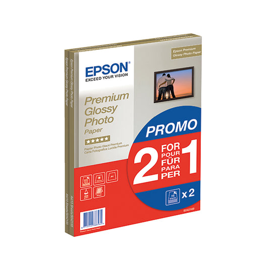Epson Premium Glossy Photo A4 Paper 2-for-1 (Pack of 15 + 15 Free) C13S042169