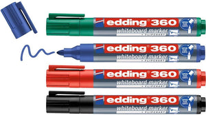 Edding 360 Whiteboard Markers - Assorted Colours (Blister of 4)