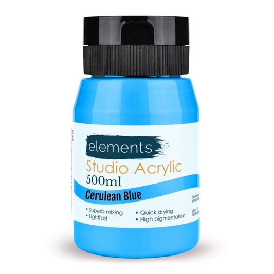 Elements Acrylic Paint in Cerulean Blue Hue (500ml)