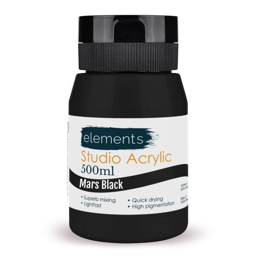 Elements Acrylic Paint in Mars Black (500ml)