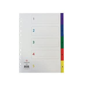 Concord Index 1-5 A4 Polypropylene Multicoloured 66299