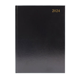 Desk Diary 2 Pages Per Day A4 Black 2024 KF2A4BK24