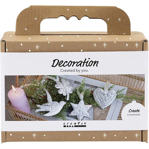 Mini Craft Decoration Kit -  Silver Christmas Ornaments (Metal)