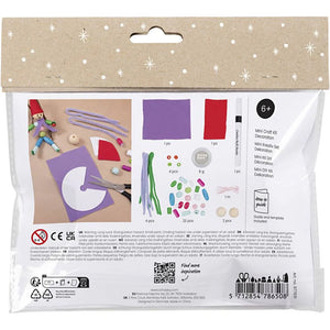 Craft kit packaging with illustrations and text on a white background