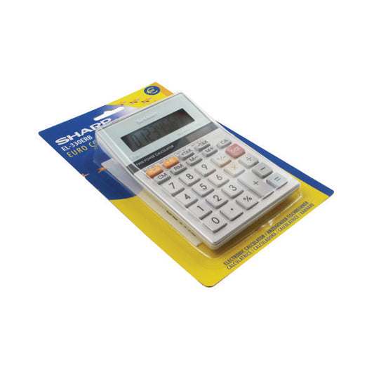 Sharp Silver 8-Digit Semi-Desktop Calculator EL-330ERB