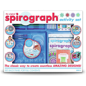 Spirograph activity set packaging with colorful design examples on a white background