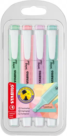 STABILO Swing Cool Pastel Highlighters - Wallet of 4