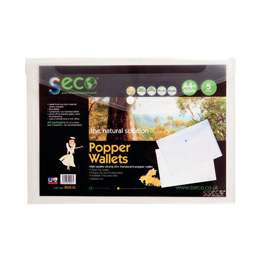 Stewart Superior Eco Biodegradable Wallet A4 Clear (Pack of 5) 30085-CL