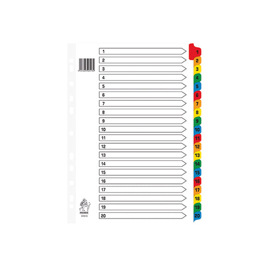 Assorted A4 1-20 Mylar Index WX01521