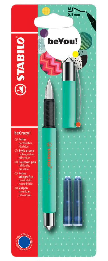 Stabilo beCrazy! Fountain Pen - Minty Green (Blue Ink)