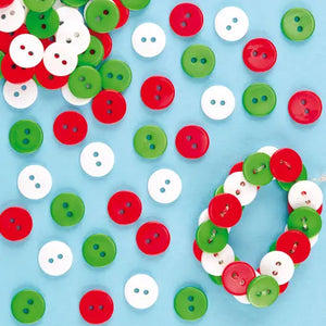 Christmas Red, White & Green Mini Buttons (Pack of 250)