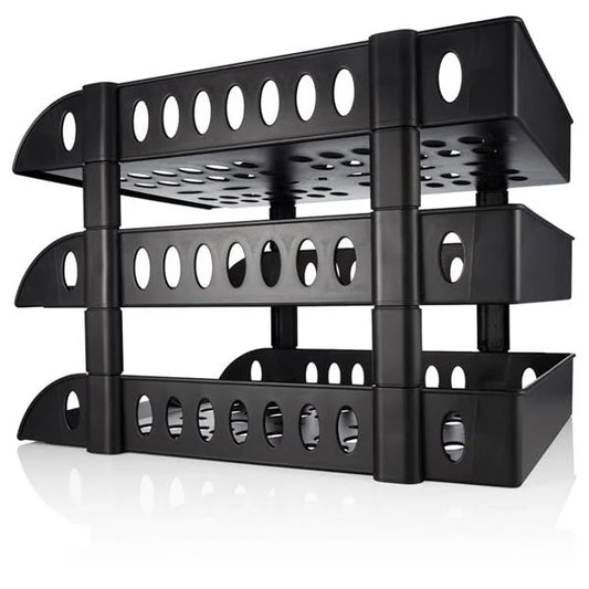 Concept 3 Tiered A4 Paper and Letter Tray - Black