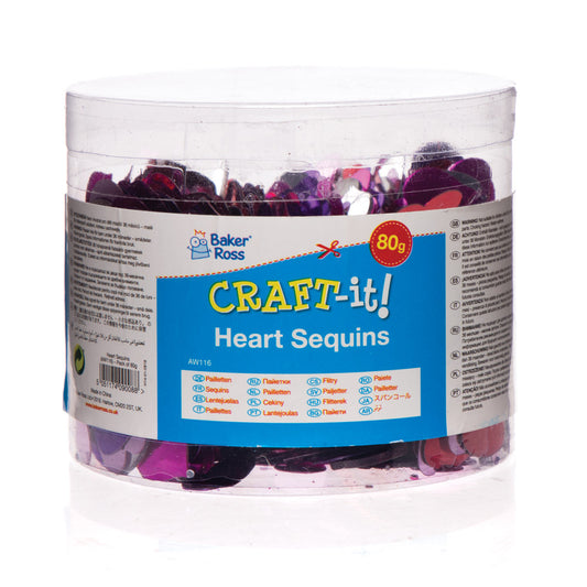 Baker Ross Heart Sequins (80g per Jar)