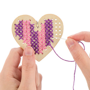 Heart Wooden Cross Stitch Keyring Kits (Pack of 5)